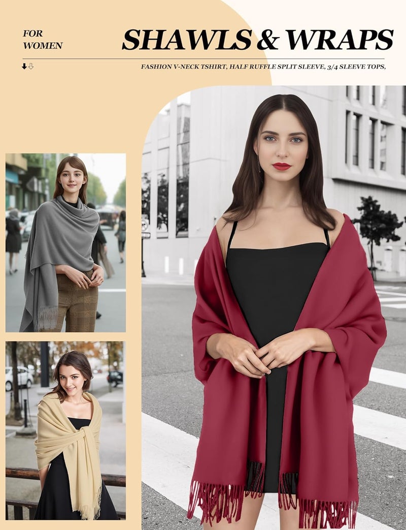 AURUZA Shawls and Wraps for Evening Dresses, Soft Pashmina Shawls for Women, Pashmina Shawls for Wedding Party - Image 3